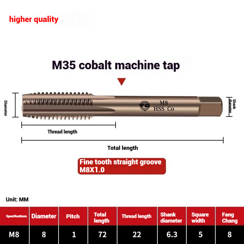 1084-M35 cobalt taps machine use high speed steel stainless steel special taps straight groove spiral apex backtapping taps Shandong Denso Pricision Tools Co.,Ltd.